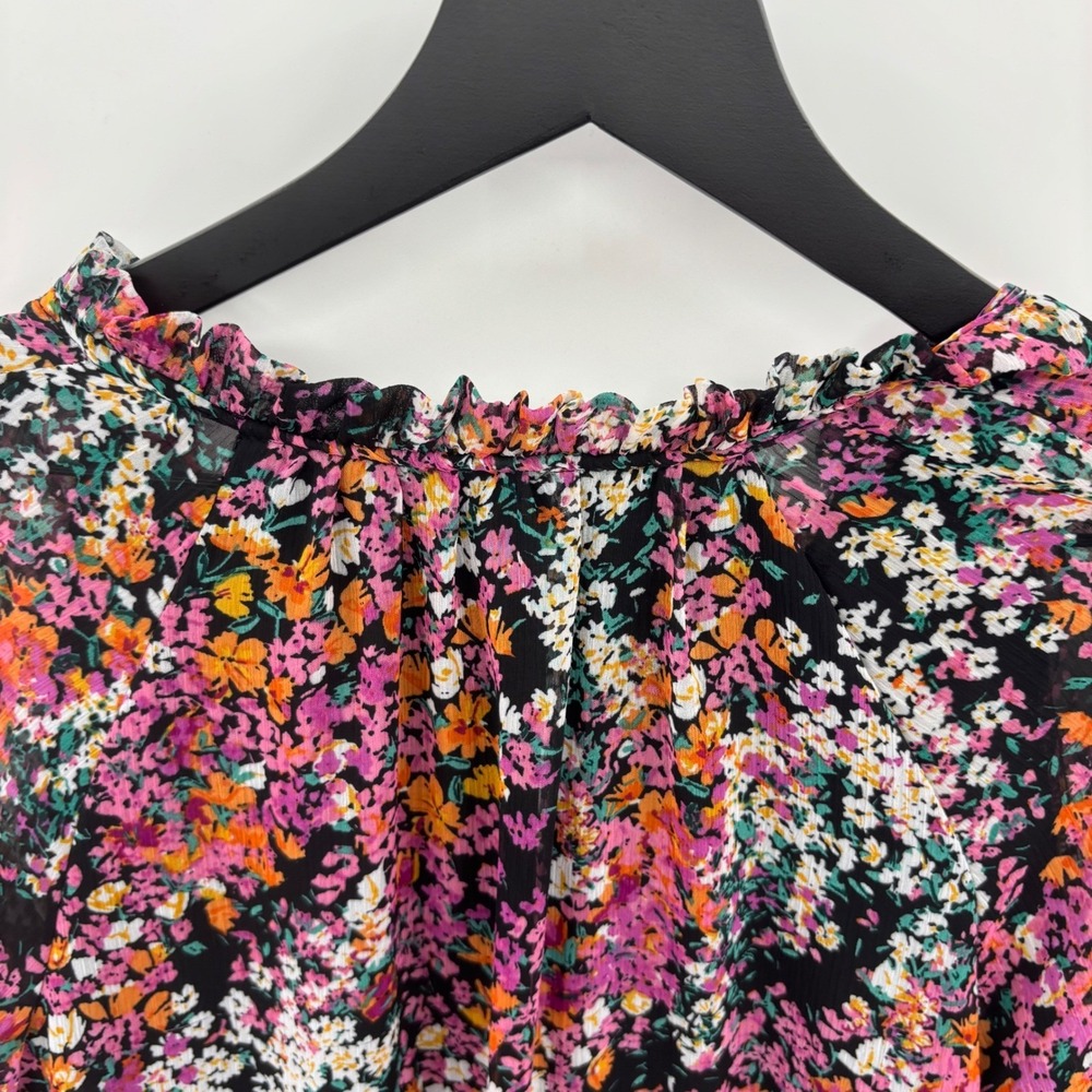 Vince Camuto Floral Tiered Dress Small‎ Ruffle Neck Long Sleeve Boho Cottagecore - Picture 12 of 15